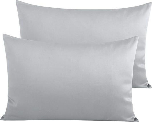 NTBAY Egyptian Cotton Queen Pillowcases - Set of 2, 500 Thread Count Cotton Pillowcases - Soft and Breathable Envelope Closure Pillow Cases - 20x30 Pillow Covers for Bed, Light Grey