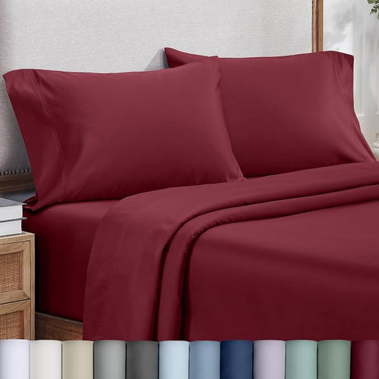 California Design Den King Size Pillows Cases Set of 2 - Luxuriously Soft and Thick 800 Thread Count, Smooth Sateen, Natural 100% Cotton King Pillowcase Pair, Durable - Red Wine