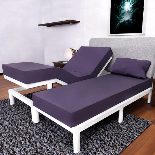 Split Queen Sheets - 5 Pcs Set for Adjustable Bed - Soft, Wrinkle-Resistant (Plum)