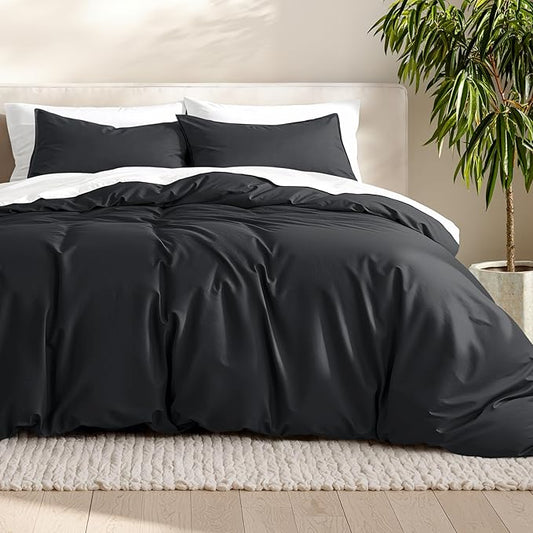 Bare Home Bedding Duvet Cover Oversized King Size - Premium 1800 Super Soft Collection - Lightweight, Cooling Duvet Cover - Soft Breathable Bedding (Oversized King, Black)