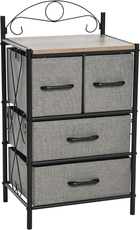 Household Essentials Ashwood Iron & Engineered Wood 4-Drawer Chest