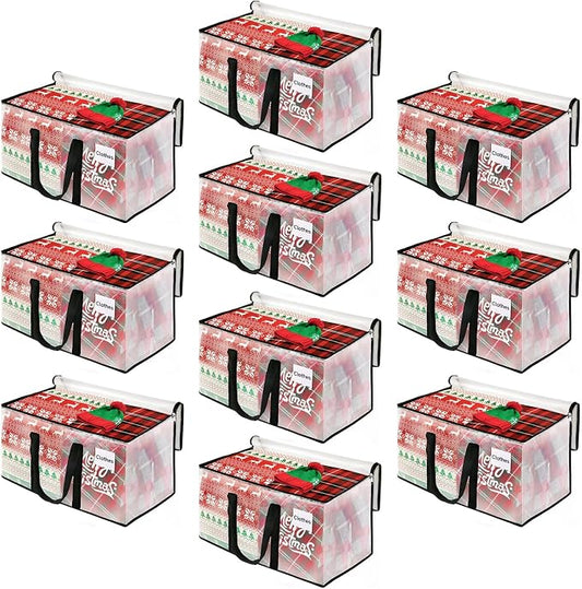 BlissTotes Moving Bags, 125L 10-Pack Storage Bags, Moving Box Heavy Duty Extra Large, Moving Totes with Zipper, Large Packing Bag with Reinforced Handles, Boxes for Packaging Moving