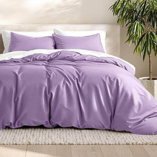 Bare Home Bedding Duvet Cover Queen Size - Premium 1800 Super Soft Duvet Covers Collection - Lightweight & Cooling - Soft Breathable Bedding (Queen, Lavender)
