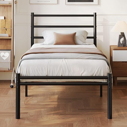 Yicensen Twin Bed Frames with Headboard and Footboard, 14 Inch Metal Platform Twin Size Bed Frame with Steel Slat Support, No Box Spring Needed, Noise Free, Easy Assembly, Black