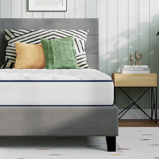 Novilla Queen Size Mattress 6 Inch, Foam and Spring Hybrid Mattress for Restful Sleep, Medium Firm, CertiPUR-US Certified Foam & Steel Coils, Durable Support, Eco-Friendly Packaging