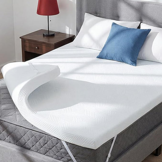 GRUSIGN 3 Inch Full Memory Foam Mattress Topper with Adjustable Straps, Premium Soft & Supportive Topper, Breathable Gel Foam Bed Topper, Non-Slip Design, Removable & Washable Cover, 54" x 75", Full