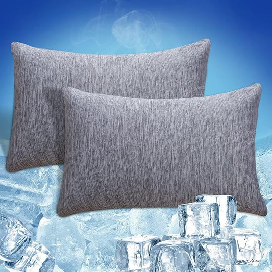 CHOSHOME Cooling Pillow Cases Zipper Pillow Covers Q-Max > 0.45 Zippered Pillowcases for Hot Sleepers, Soft, Breathable, Skin-Friendly, 2 Pack (King, 20"x36", Grey)