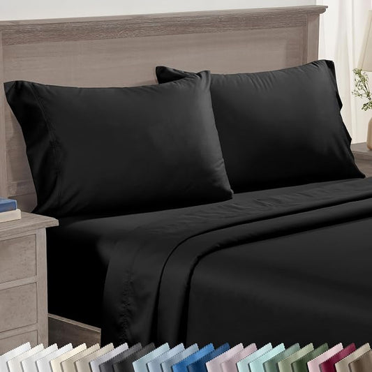 California Design Den Premium Pillow Cases King Size Set of 2-600 Thread Count Sateen, Natural 100% Cotton King Pillowcases, Crisp, Durable Bedding - Black