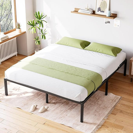 GarveeHome Queen Size Bed Frame, 10 Inch Metal Platform Bed Frames with Heavy Duty Steel Slat Support, No Box Spring Needed, Noise Free,Anti-Sliding Slat,Easy Assembly, Under Bed Storage