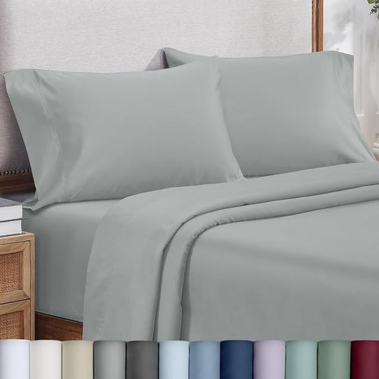 Heirloom Soft, Smooth & Thick Certified 800 Thread Count 100% Cotton Sateen, 2 Pillow Cases King Size, Fits King Pillows (Light Grey)