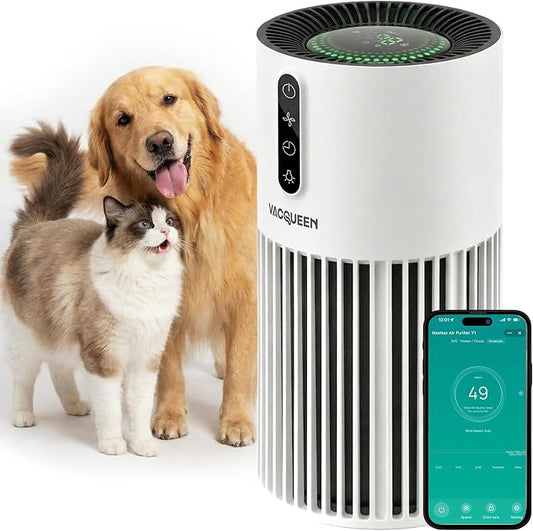 Smart Air Purifiers for Bedroom Home with Timer and Schedule, Cover 2200 Ft²and Quiet Sleep Mode, Washable Pre-Filter, WiFi HEPA Air Purifier For Remove Home Pets Odors, Smoke, Dust (White)