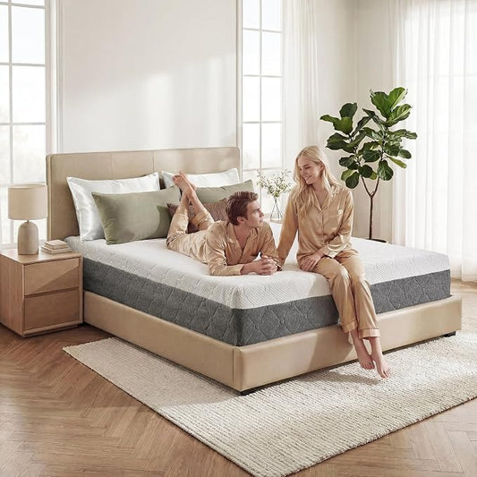 Firm Queen Mattress 10 Inch: Memory Foam Mattress for Back Pain Relief, Cooling Green Tea Gel Motion Isolation, Washable Fiberglass Free Cover, CertiPUR-US Oeko-Tex Certified, Made in USA, 80x60x10