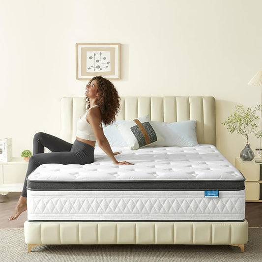 Queen Mattress, 12 Inch Cooling Hybrid Queen Size Mattress in a Box, Medium Firm with Gel Memory Foam & Pocket Coils, Motion Isolation, Pressure Relief, CertiPUR-US