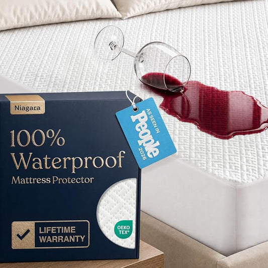 100% Waterproof King Mattress Protector - 360 Protection Against Spills, Stains & Accidents for Parents & Pet Owners - Noiseless & Cooling Viscose Made from Bamboo (White)