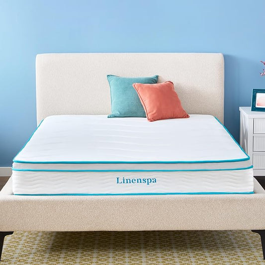 Linenspa 10 Inch Memory Foam and Spring Hybrid Mattress - Medium Feel - Bed in a Box - Quality Comfort and Adaptive Support - Breathable - Cooling - Perfect for a Guest Bedroom - King Size