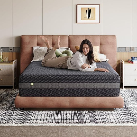 Novilla 12 Inch King Size Mattress, King Gel Memory Foam Mattress for Ergonomic Comfort & Responsive Support, with Green Tea-Infused Foam, Breathable Side Panel, Medium Firm, Mattresses in a Box