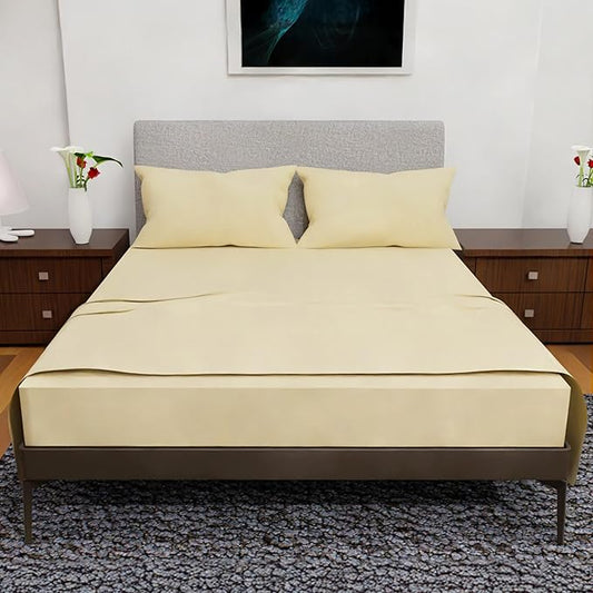 California King Sheet Sets – 4Pcs Cal King Bedding Set, Deep Pocket, Double Brushed Microfiber, Fade Resistant, Soft & Breathable Bed Sheets for Ultimate Comfort(Tan)
