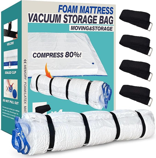 Queen Full Mattress Storage Vacuum Bag for Moving Storage, for Memory Foam Latex Mattress Thick and Tear Resistant