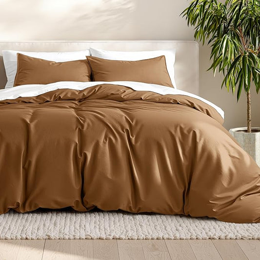 Bare Home Bedding Duvet Cover Extra Long Size - Premium 1800 Super Soft Collection - Lightweight, Cooling - Soft Breathable Bedding Duvet Cover (Twin/Twin XL, Caramel)