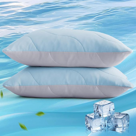 Three Geese Cooling Goose Feather Down Pillows Standard Size Set of 2, Q-Max>0.45, Cool Hotel Bed Pillows for Hot Sleepers, Washable Removable Cover, 20" x 26"