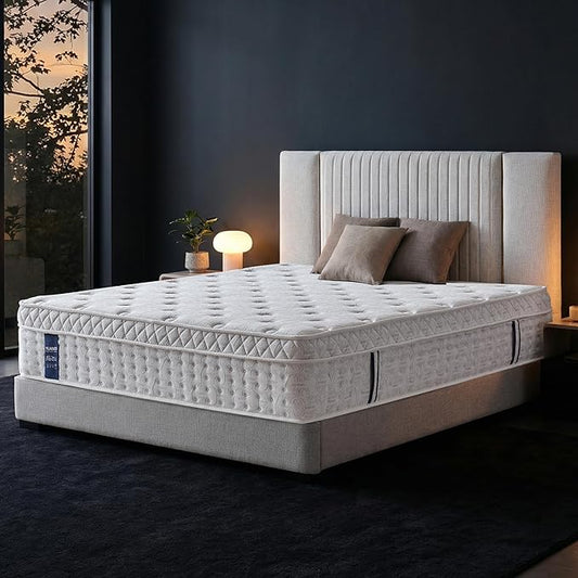 Queen Size Mattress 12 Inch Hybrid Mattress in a Box, Memory Foam & Pocket Spring, Medium Firm, Cooling Breathable Silver Thread, Pressure Relief, Motion Isolation, 365-Night Trial