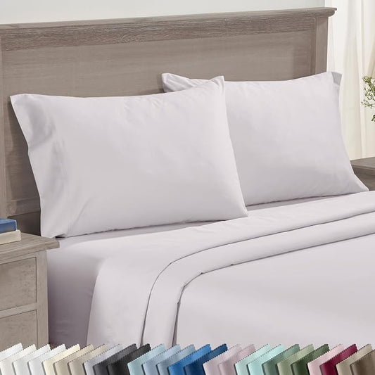 California Design Den Pillow Cases King Size Set of 2 - Premium 600 Thread Count, 100% Cotton King Size Pillows Cases, Breathable Sateen, Fits King Pillows - Pale Lavender
