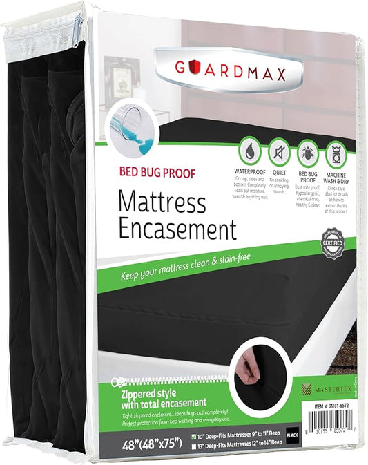 Guardmax RV Mattress Encasement with Zipper, Waterproof, Bed Bug Proof, and Dust Mite Proof Mattress Protector for RV Size Bed up to 10" Deep, Zippered All Around Jersey Knitted Mattress Cover