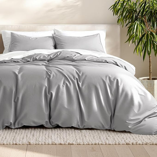 Bare Home Bedding Duvet Cover Oversized King Size - Premium 1800 Super Soft Collection - Lightweight, Duvet Cover - Soft Textured Bedding (Oversized King, Light Grey)