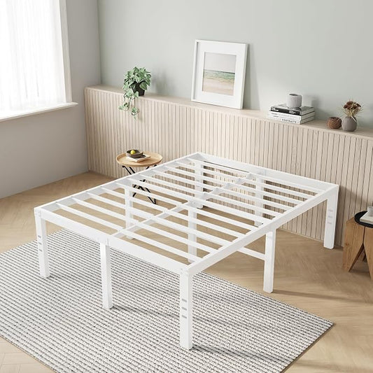 Novilla Full Size Bed Frame, 18 Inch Metal Platform Bed Frame Full Size with Storage Space Under Bed, Heavy Duty Steel Slat Support, Easy Assembly, No Box Spring Needed, White