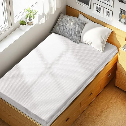 PERLECARE 4 Inch Gel Memory Foam Mattress Topper for Pressure Relief, Premium Soft Mattress Topper for Cooling Sleep, Non-Slip Design with Removable & Washable Cover, Twin
