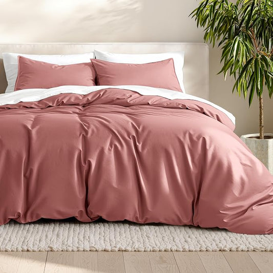Bare Home Bedding Duvet Cover Queen Size - Premium 1800 Super Soft Collection - Lightweight, Cooling - Soft Breathable Bedding Duvet Cover (Queen, Dusty Rose)