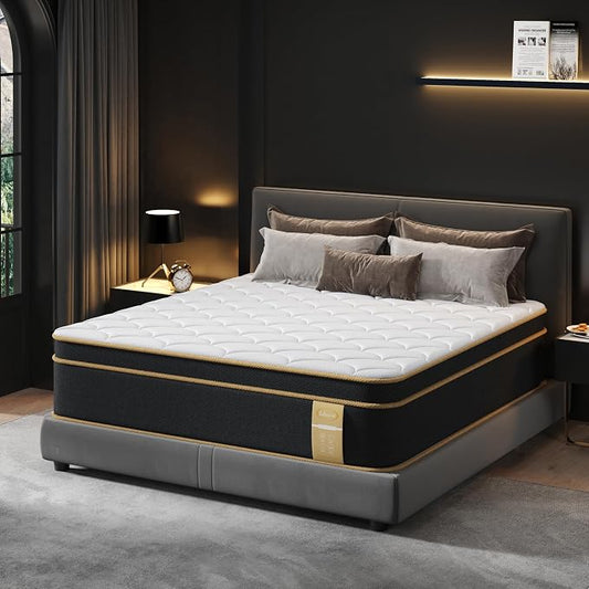 LETMOON Twin XL Mattress, 12 Inch Gel Memory Foam Hybrid Mattresses Bed Twin XL Size in a Box, Pressure & Pain Relief, Certipur-US, Medium Feel, Motion Isolation Pocket Spring