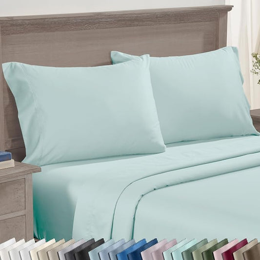 California Design Den Standard Pillows Cases Set of 2 - Premium 600 Thread Count, 100% Cotton Queen Pillow Case Pair, Breathable Sateen, Fits Standard & Queen Pillows- Aqua