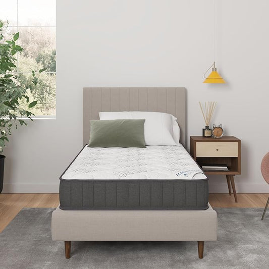 Ottomanson 9" Hybrid Twin Mattress - Firm - Made in USA - Individually Pocketed Coils & CertiPUR-US Foam - Fiberglass-Free - Bed in a Box
