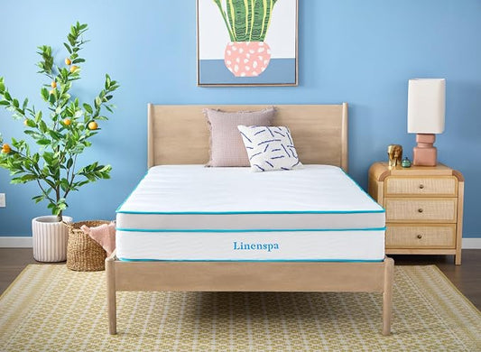 Linenspa 12 Inch Memory Foam and Spring Hybrid Mattress - Medium Plush Feel - Bed in a Box - Pressure Relief and Adaptive Support - Breathable - Cooling - Primary Bedroom - Twin XL Size
