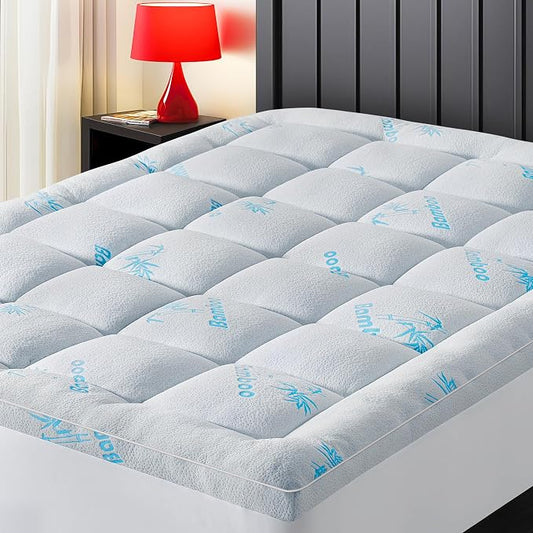 Mattress Topper Queen Size,Viscose Made from Bamboo Extra Thick Mattress Pad 8-21" Deep Pocket Soft Down Alternative Fill Mattress Protector Pillow Top Mattress Cover(60x80 Inches)