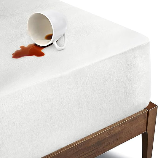 Bioweaves Organic Cotton Jersey Waterproof Mattress Protector Twin XL | 39" x 80" | GOTS Certified Mattress Cover with Jersey Cotton Skirt, Breathable & Noiseless Top Layer, 17 Inch Deep Pocket, White