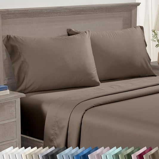 California Design Den Luxuriously Soft Premium 600 Thread Count, 100% Cotton King Size Pillowcases Set of 2, Crisp Fits King Size Pillows (Mushroom - Taupe Brown)
