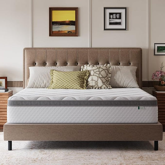 Novilla King Size Mattress, 12 Inch Hybrid Medium Mattress, Comfort Foam & Pocket Coils for Pressure Relief, Low Motion Transfer & Enhanced Edge Support, CertiPUR‑US Certified, Mattress in a Box