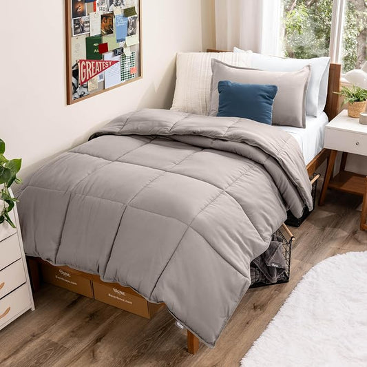 Bare Home Comforter Set - Twin/Twin Extra Long Size - Ultra-Soft - Goose Down Alternative - Premium 1800 Series - All Season Warmth (Twin/Twin XL, Khaki)