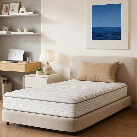 Novilla 6 Inch Twin XL Mattress, Hybrid Twin XL Size Mattresses with BioAir Comfort Foam for Pressure Relief, Medium Plush Colchones with Innerspring CertiPUR-US Certified for Kids Mattress in a Box