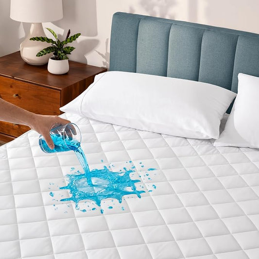 Bare Home Waterproof Quilted Mattress Protector - Cooling Mattress Pad - Protects Against Spills - Easily Washable - Elastic Fitted Mattress Cover - Stretch-to-Fit up to 15 Inches Deep (Cal King)