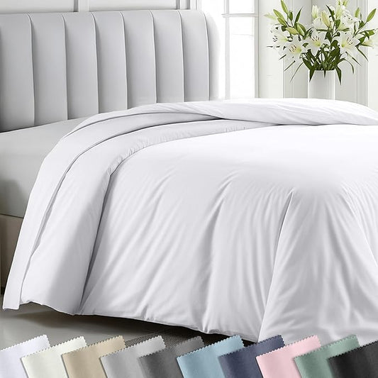 California Design Den Duvet Cover King Size Only - Winner Good Housekeeping Best Bedding Awards 2025, Premium 400 Thread Count Sateen, 100% Cotton Duvet Covers, Button Closure & Corner Ties - White