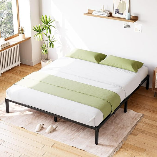 GarveeHome Queen Size Bed Frame, 8 Inch Metal Platform Bed Frames with Heavy Duty Steel Slat Support, No Box Spring Needed, Noise Free,Anti-Sliding Slat,Easy Assembly, Under Bed Storage