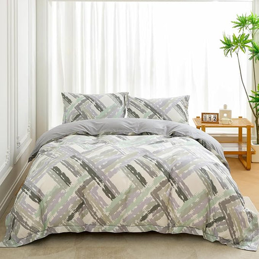 OAITE Duvet Cover Set Twin Size Floral Pattern Ultra Soft 100% Cotton Duvet Cover Sets 3-PC, Breathable Duvet Cover with Zipper Closure & Corner Ties(2 Pillow Shams,1 Duvet Cover)