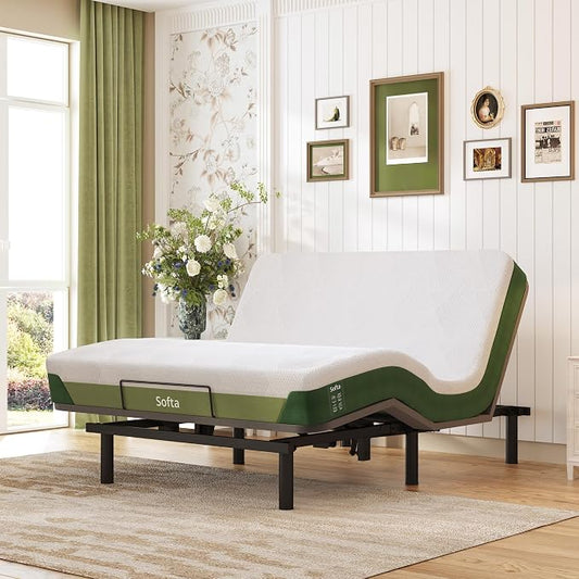 Softa Queen Adjustable Bed Frame with 6" Gel Memory Foam Mattress, Synchronized Head & Foot Lift, Electric Bed Base with Remote Control, 900 LBS Capacity, Whisper Quiet Motor, CertiPUR-US Certified