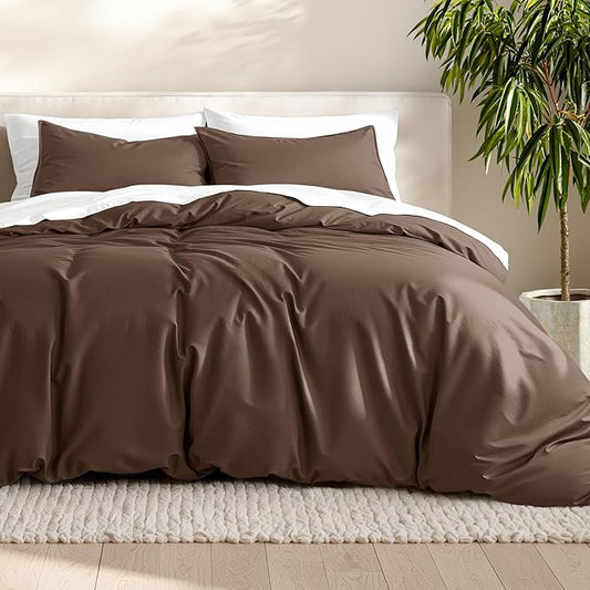 Bare Home Bedding Duvet Cover California King Size - Premium 1800 Super Soft Collection - Lightweight, Cooling - Soft Breathable Bedding Duvet Cover (Cal King, Cocoa)