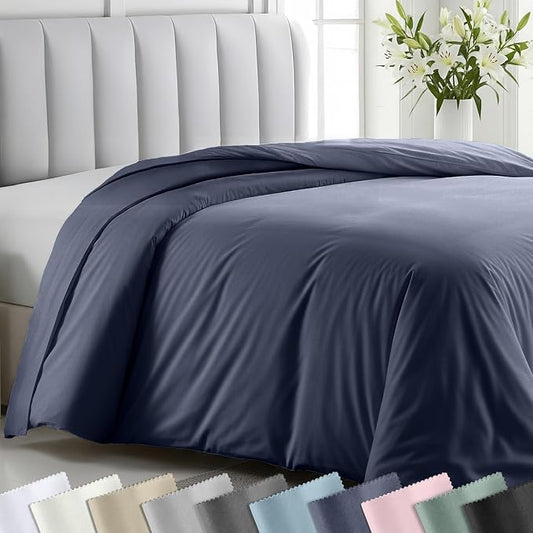California Design Den Duvet Cover King Size Only - Winner Good Housekeeping Best Bedding Awards 2025, Premium 400 Thread Count, 100% Cotton Sateen, Button Closure & Corner Ties - Indigo Dusty Blue