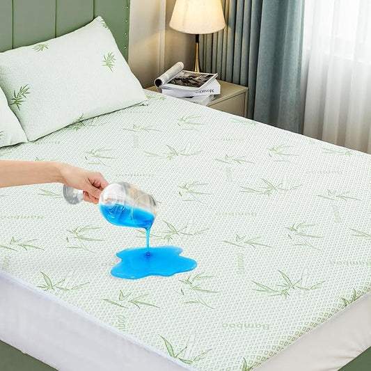 Mattress Protector Waterproof 15% Viscose from Bamboo Cooling Cover for Hot Sleepers 3D Air Fabric Breathable Noiseless Soft Bed Cover for 6-18" Deep Pocket Adults, Incontinence Twin