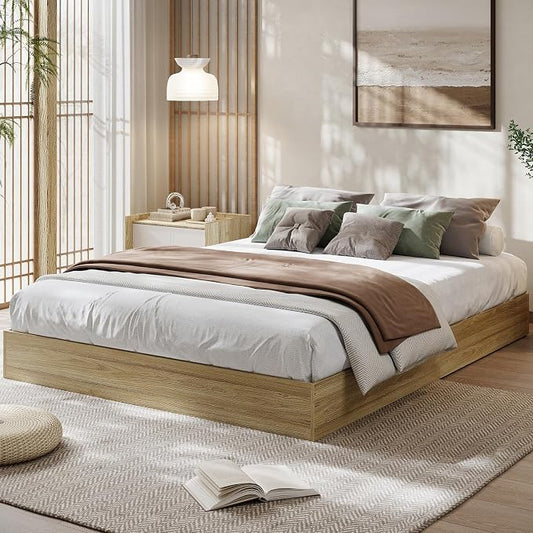 GarveeHome California King Wood Platform Bed Frame,Wooden Bed Frame Without Headboard, Wood Slat Support,No Box Spring Needed, Easy Assembly